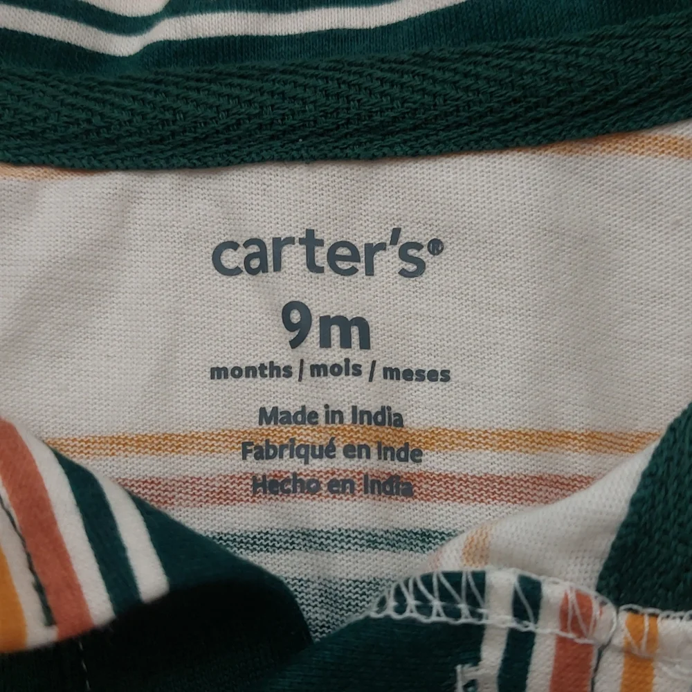 Carter's Baby BodySuit Green Striped Size 9M Months Collared Polo
